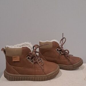 Brown Kids Shoes with Fur Lining